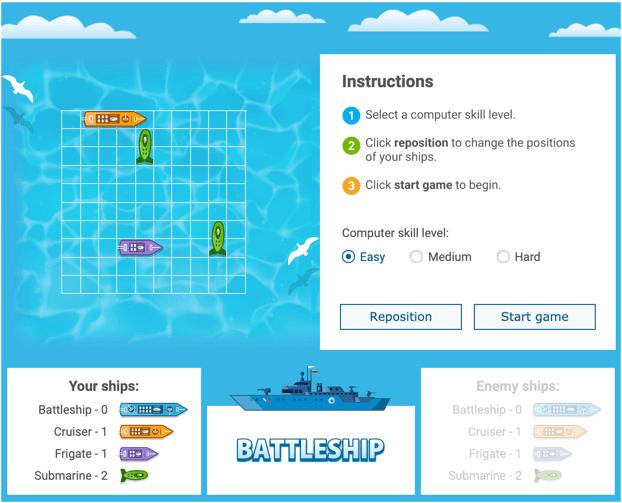 Articulation Battleship Games by Quia