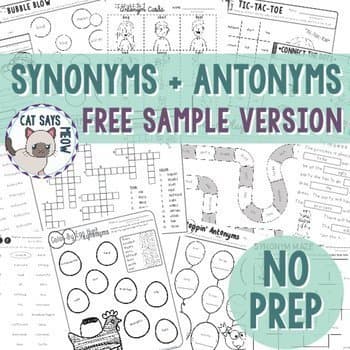 Synonyms and Antonyms Pack by Cat Says Meow