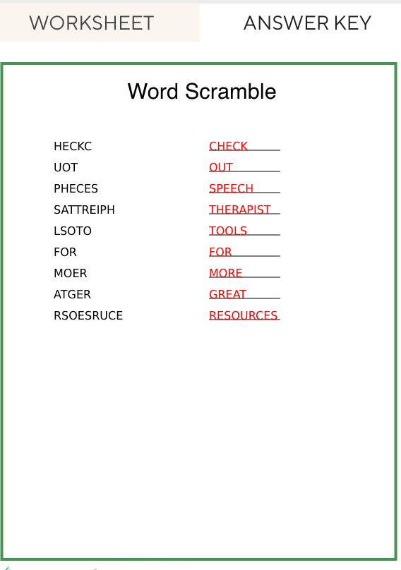 Word Scramble Maker by Education.com