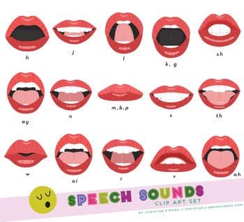 Speech Sounds Mouth Clip Art Set by Christine O’Brien Creative on Teachers Pay Teachers