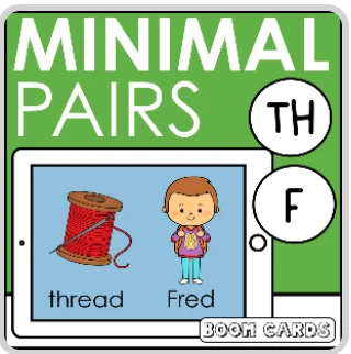 TH vs. F Minimal Pairs Speech BOOM Cards by Goldie Talks Speech