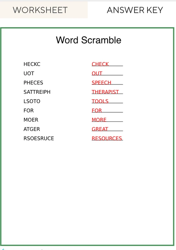 Word Scramble Maker by Education.com