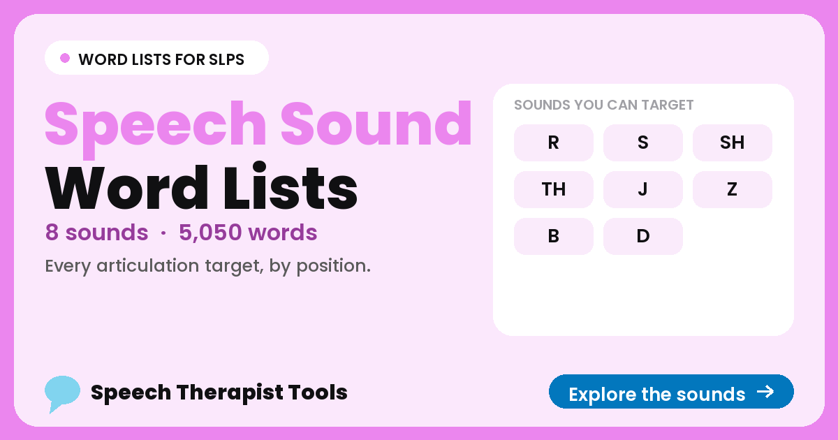 Speech Sound Word Lists