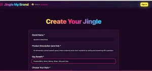 screenshot of WH-question prompts for website Jingle My Brand; creating a jingle for WH questions